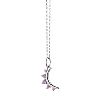 Birthstones Silver and Amethyst Mini Moon February Pendant