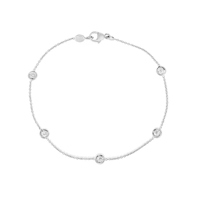 Diamonds by the Inch White Gold 5-Row Station Diamond Bracelet