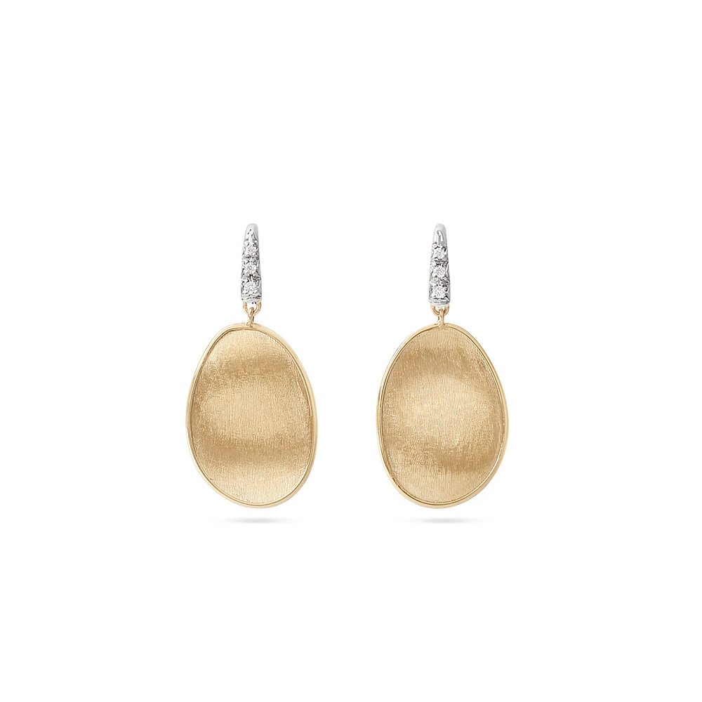 Lunaria Small Yellow Gold and Diamond Earrings