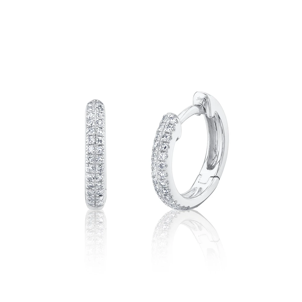 Kate White Gold and Diamont Pavé Mini Hoop Earring
