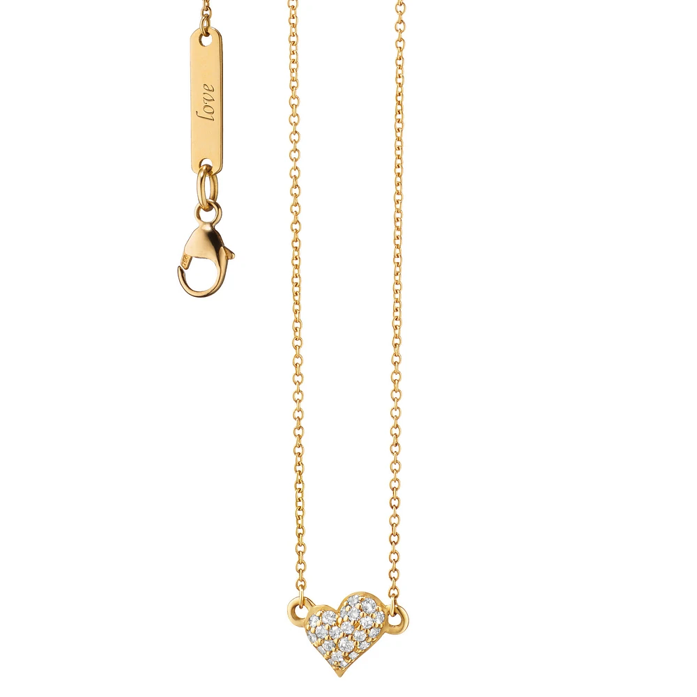 Critters & Things Yellow Gold and Diamond Mini Heart Charm Necklace