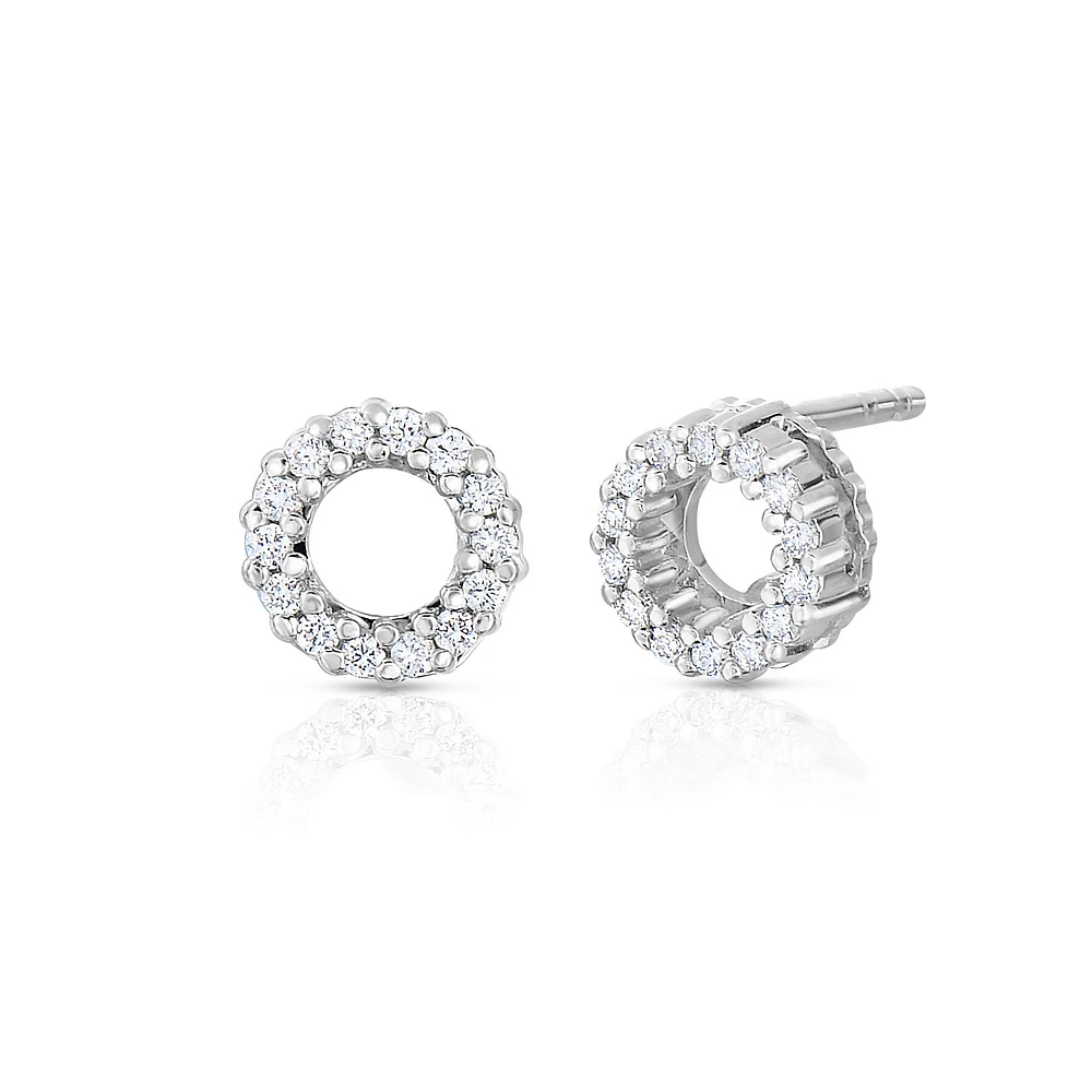 Tiny Treasures White Gold Diamond Circle Earrings