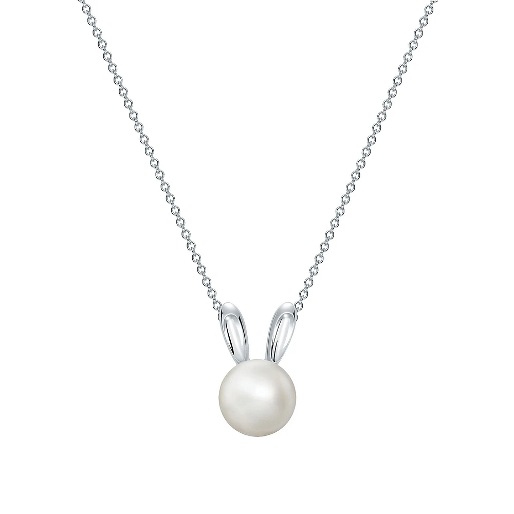 Freshwater Pearl and Silver Arctic Hare Pendant