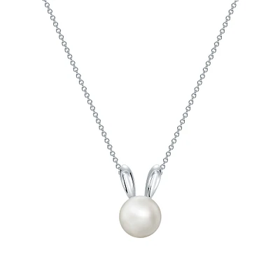 Freshwater Pearl and Silver Arctic Hare Pendant