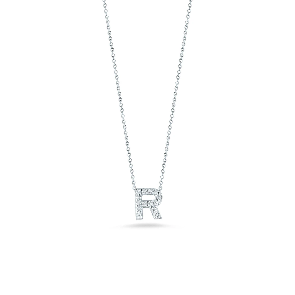 Tiny Treasures Love Letter R White Gold and Diamond Pendant