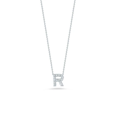 Tiny Treasures Love Letter R White Gold and Diamond Pendant