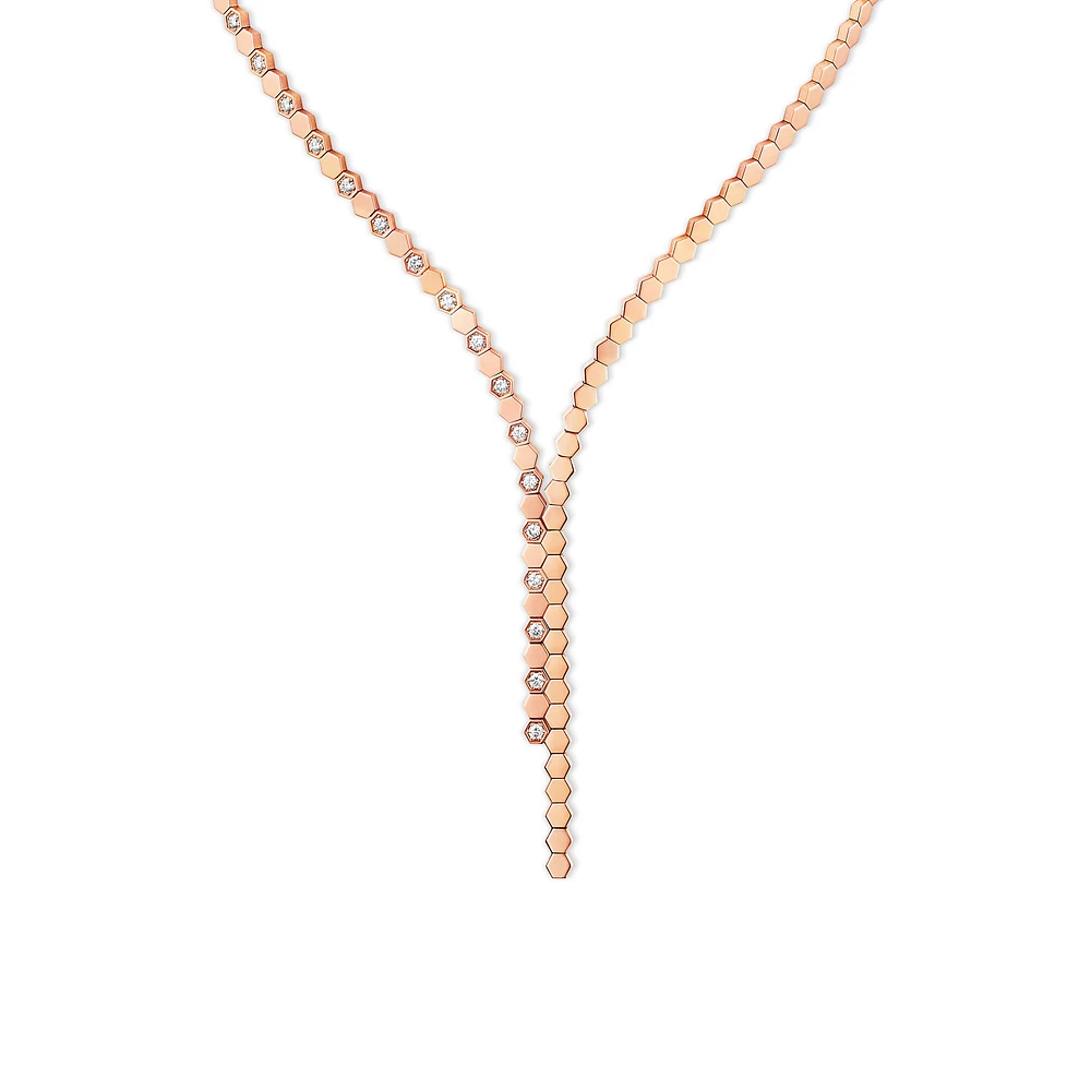 Bee de Chaumet Rose Gold Diamond Asymetrical Necklace