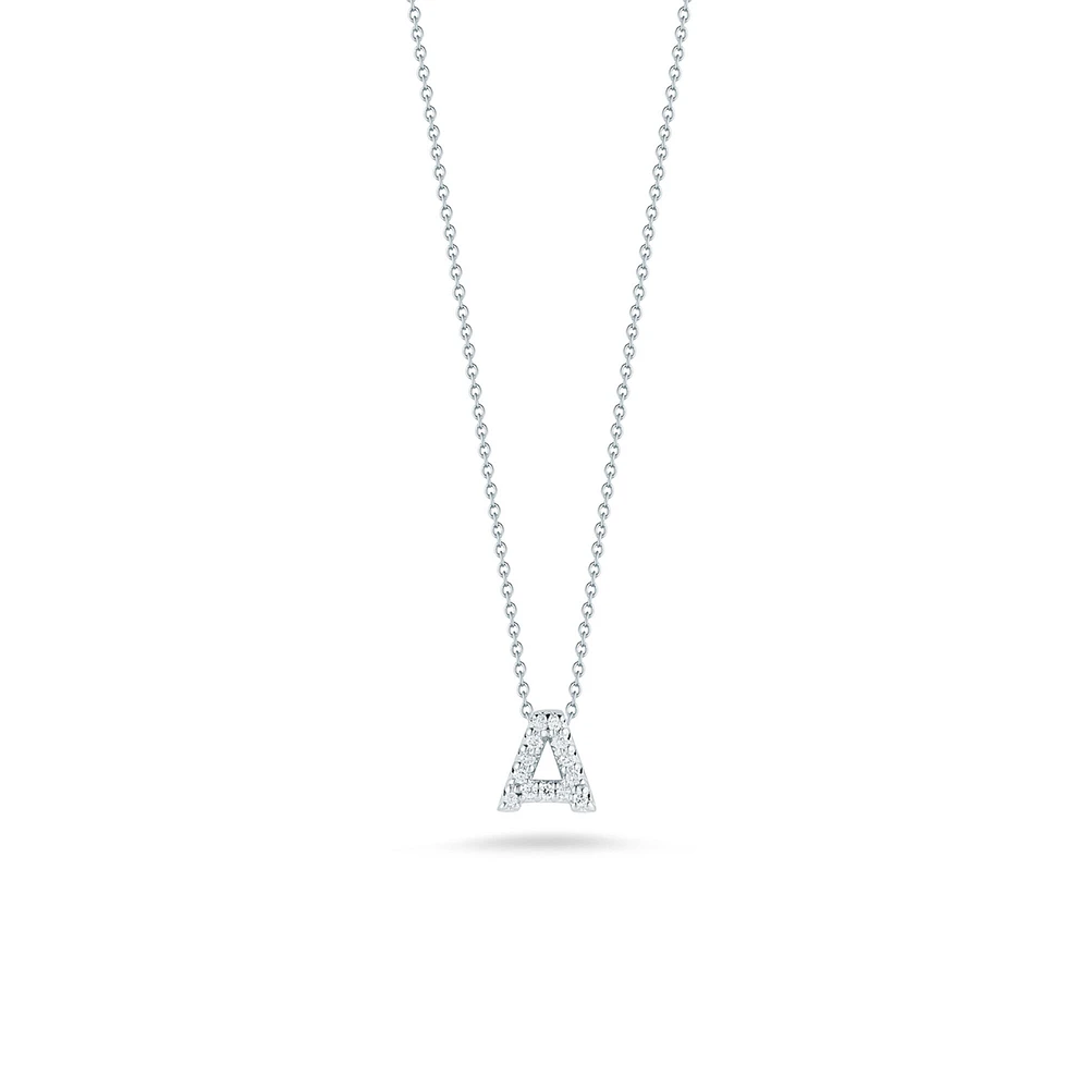 Tiny Treasures Love Letter A White Gold and Diamond Pendant