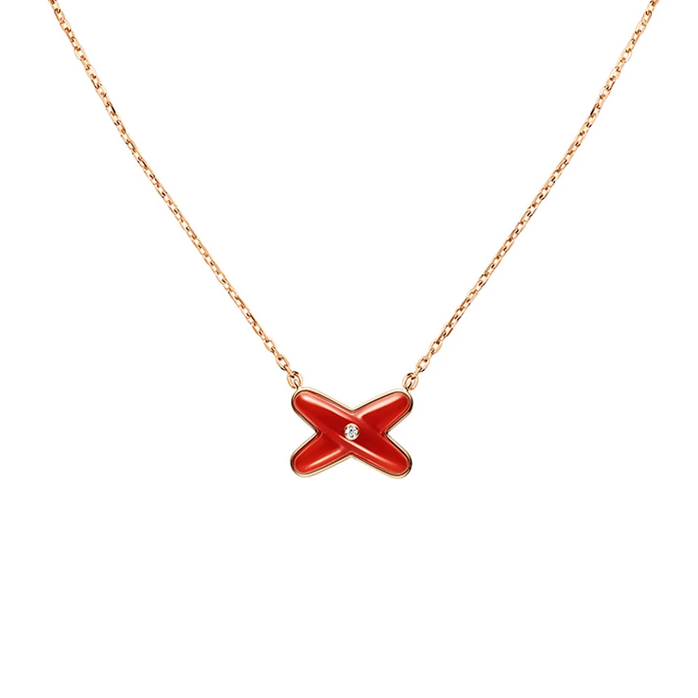Jeux De Liens Rose Gold, Carnelian and Diamond Pendant