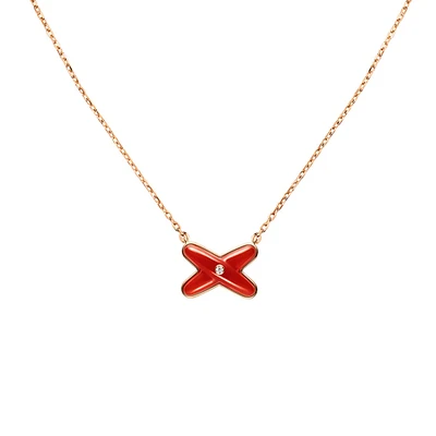 Jeux De Liens Rose Gold, Carnelian and Diamond Pendant