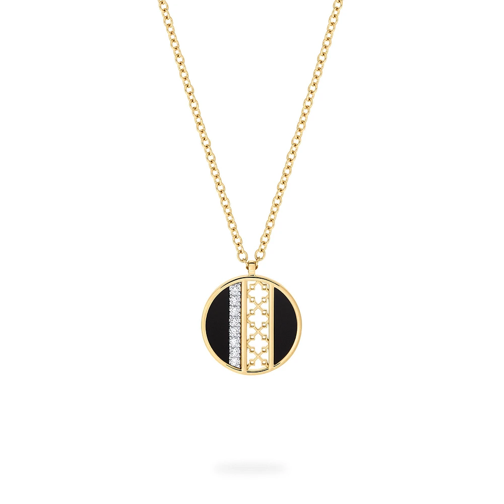 Onyx and Diamond Medallion Pendant, M (18 mm)