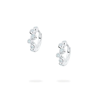 Diamond Splash Huggie Earrings, White Gold
