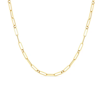 Classic Gold Yellow Gold Paper Clip Chain Necklace