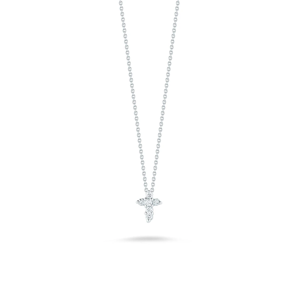 Tiny Treasures White Gold Diamond Baby Cross Necklace
