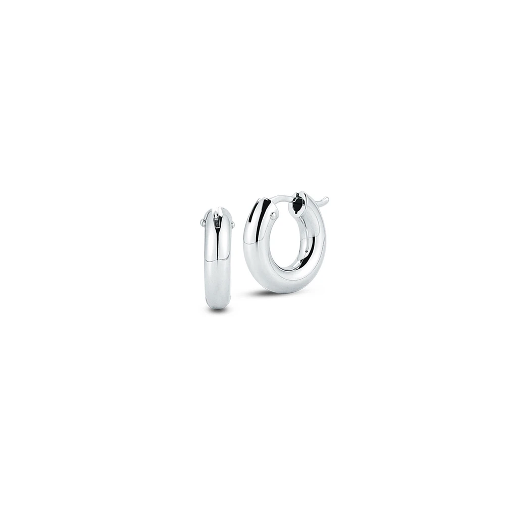 Basic White Gold 15MM Round Hoop Earrings