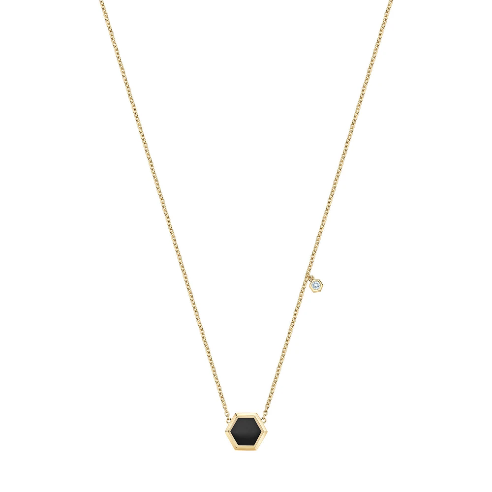 Onyx Pendant with Diamond Accent