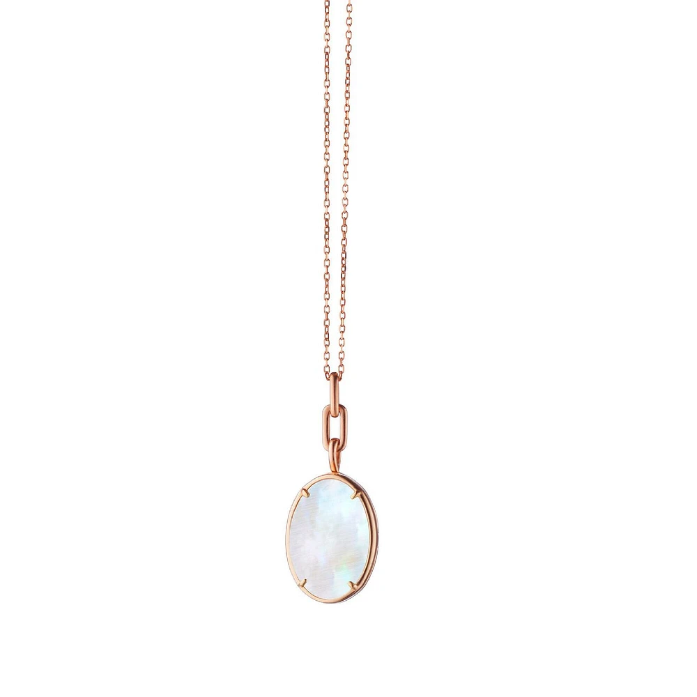 Slim Lockets Elle Rose Gold and Mother-of-Pearl Oval Pendant