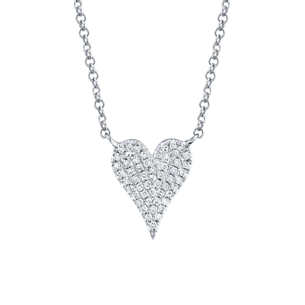 Kate White Gold and Diamond Pavé Heart Pendant