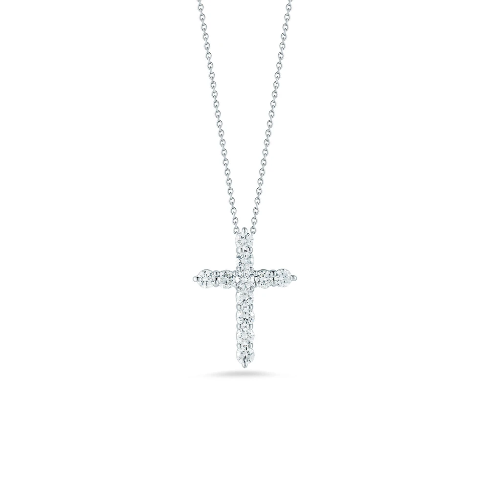 Tiny Treasures White Gold Diamond Cross Pendant