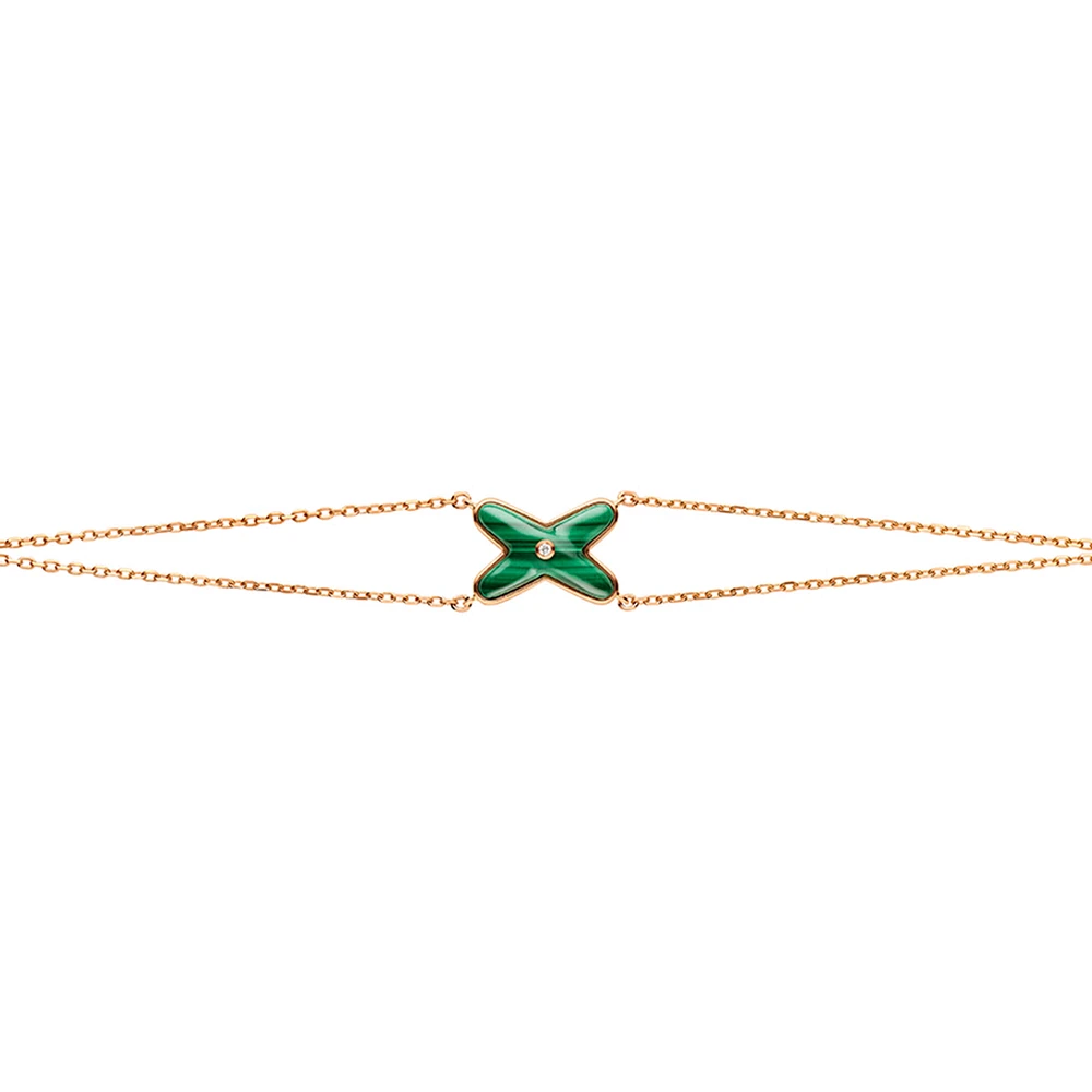 Jeux De Liens Rose Gold, Malachite and Diamond Bracelet
