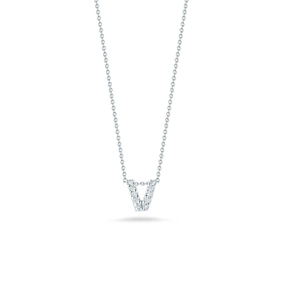 Tiny Treasures Love Letter V White Gold and Diamond Pendant