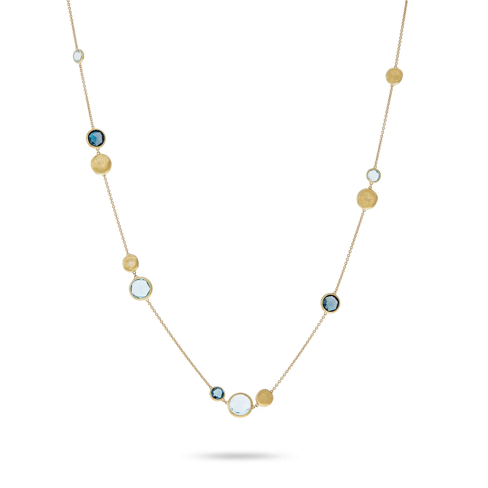 Jaipur Colour Yellow Gold and Blue Topaz Necklace