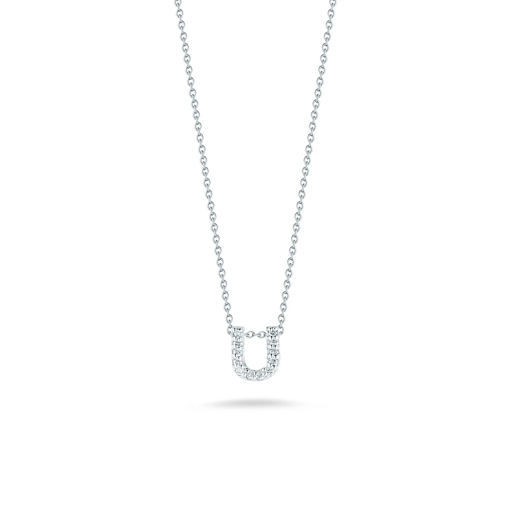 Tiny Treasures Love Letter U White Gold and Diamond Pendant