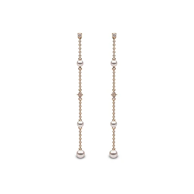 Trend Yellow Gold Pearl and Diamond Earrings