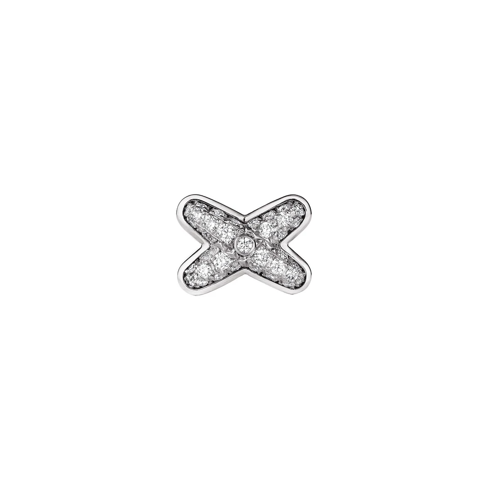 Jeux De Liens White Gold and Diamond Pavé Single Stud Earring