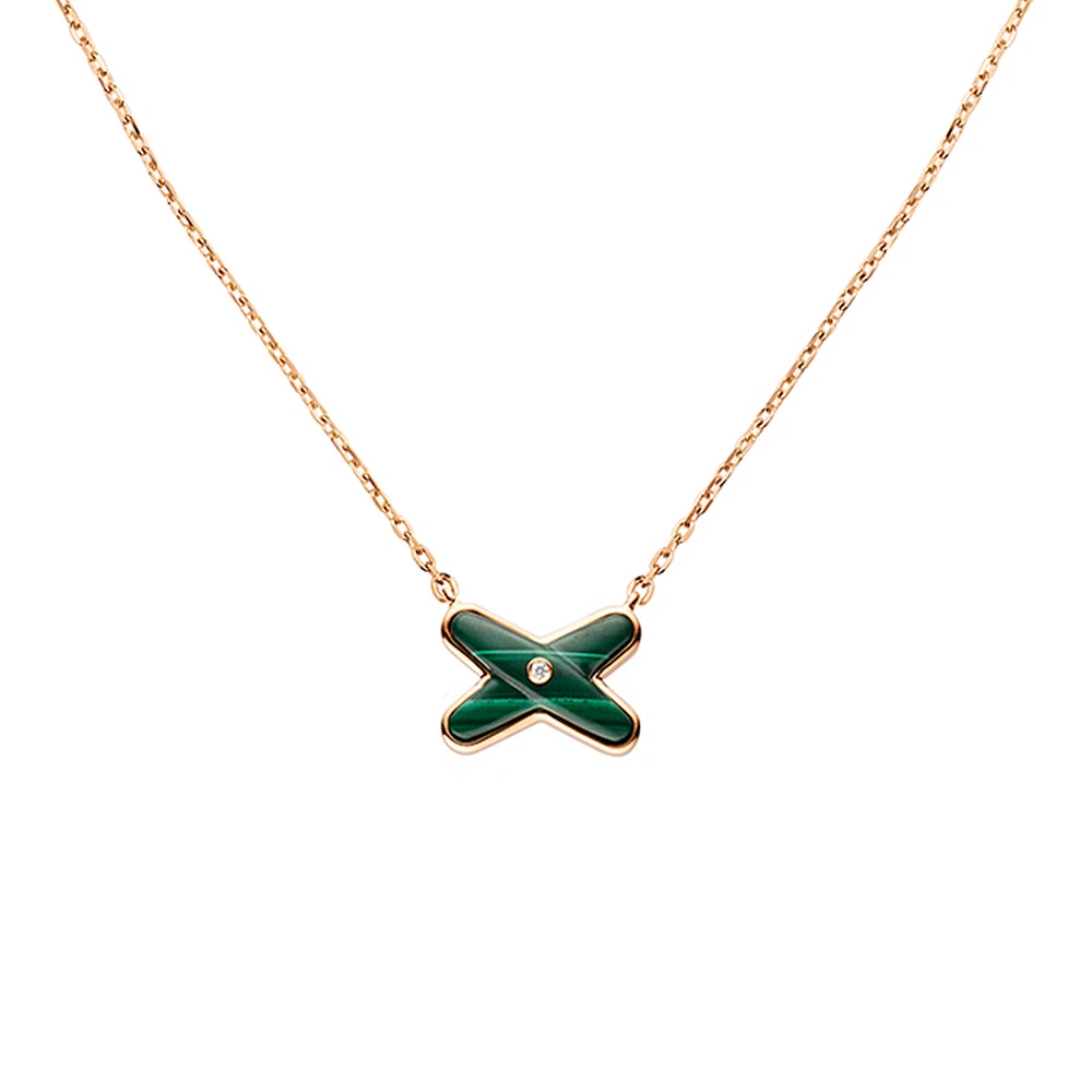 Jeux De Liens Rose Gold, Malachite and Diamond Pendant