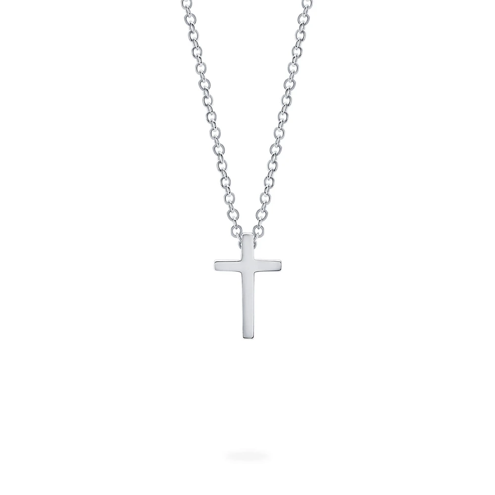 Sterling Silver Cross Pendant for Kids, Small