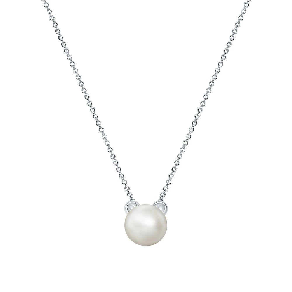 Freshwater Pearl and Silver Polar Bear Pendant