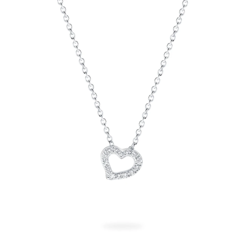 White Gold Diamond Heart Pendant for Kids