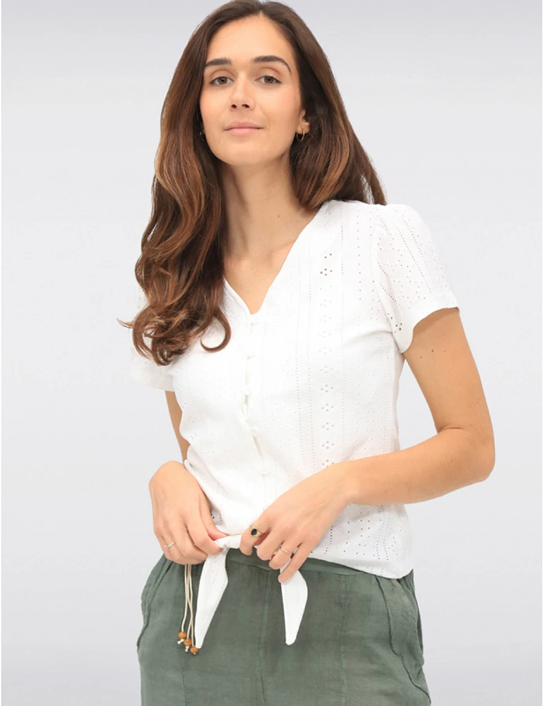Haut Vegan Pointelle V par Point Zero