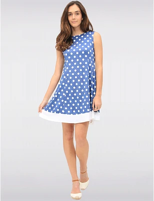 Robe A-Ligne Pois Sans Manches par Vamp