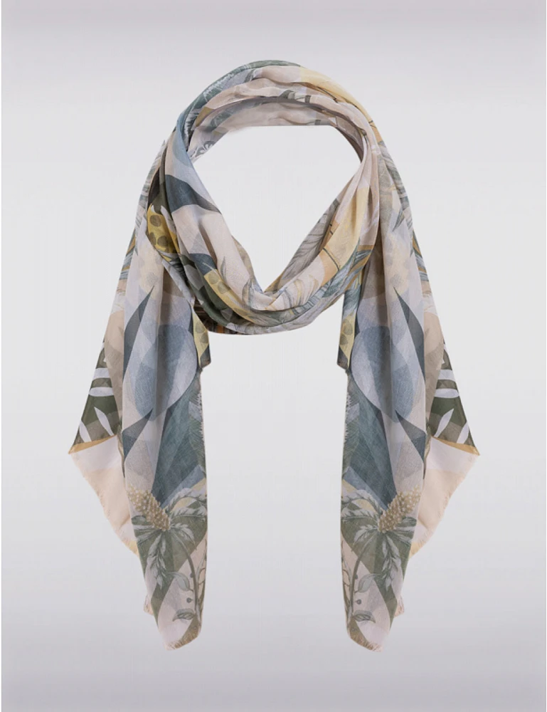 Manteaux Manteaux | La maison du manteau au Québec Foulard Oblong Imprimé Tropical avec Motifs Floraux et Feuilles de Palmier