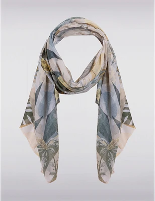 Manteaux Manteaux | La maison du manteau au Québec Foulard Oblong Imprimé Tropical avec Motifs Floraux et Feuilles de Palmier