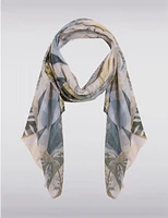 Manteaux Manteaux | La maison du manteau au Québec Foulard Oblong Imprimé Tropical avec Motifs Floraux et Feuilles de Palmier