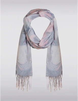 Manteaux Manteaux | La maison du manteau au Québec Foulard Oblong Légèr à Imprimé Marbré Élégant avec Bords Frangés