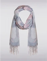 Manteaux Manteaux | La maison du manteau au Québec Foulard Oblong Légèr à Imprimé Marbré Élégant avec Bords Frangés