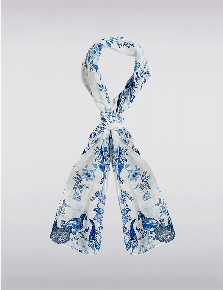 Manteaux Manteaux | La maison du manteau au Québec Châle Foulard Oblong à Imprimé Floral Complexe et Design de Paon Vibrant