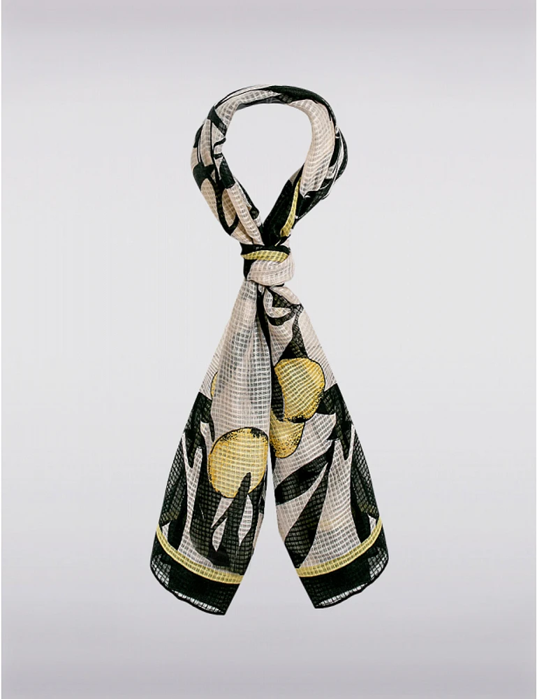 Manteaux Manteaux | La maison du manteau au Québec Foulard Oblong Léger à Imprimé Distinctif et Bordures Contrastées Noires