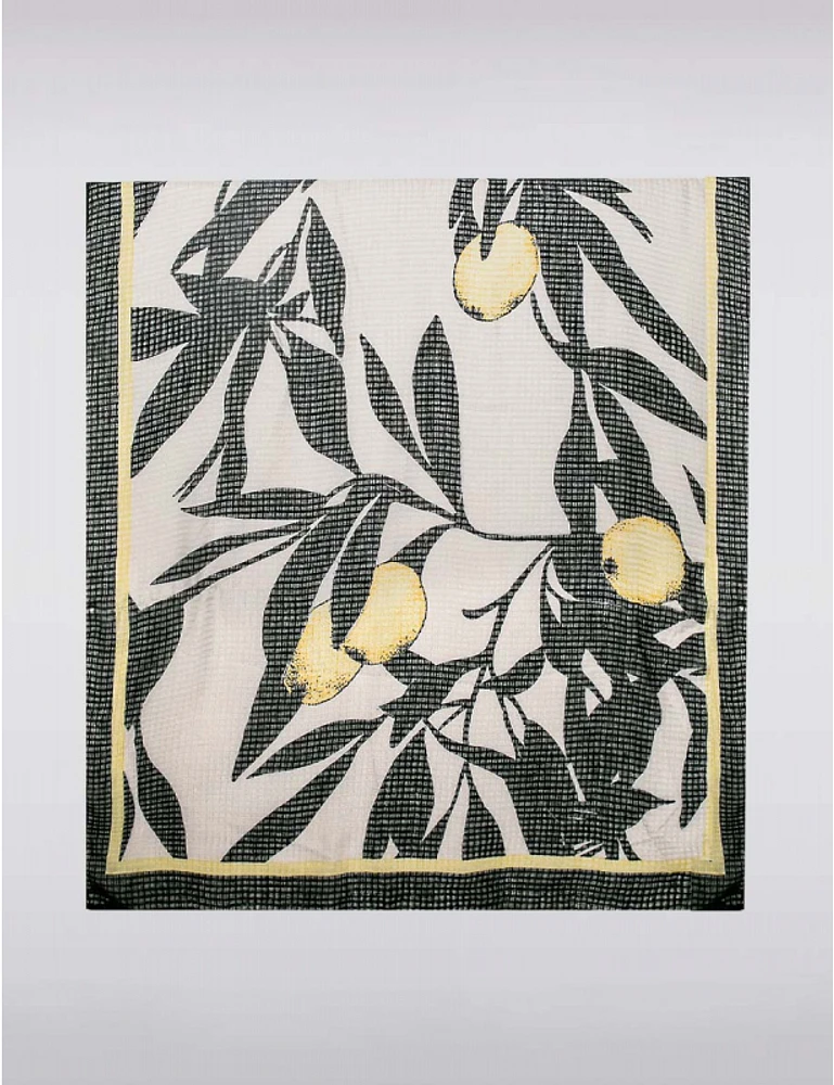 Manteaux Manteaux | La maison du manteau au Québec Foulard Oblong Léger à Imprimé Distinctif et Bordures Contrastées Noires