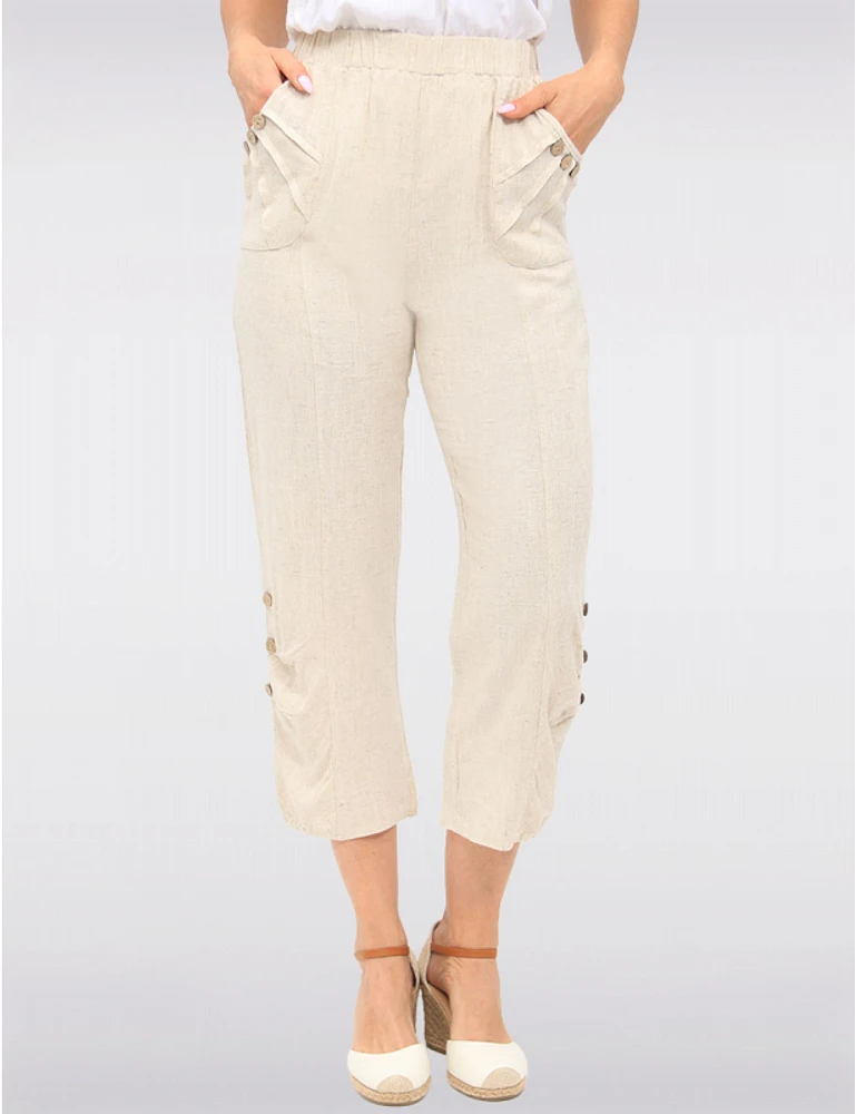 Manteaux | La maison du manteau au Québec Pantalon Fluide Avec Taille Élastique Poches & Détail Boutons Décoratifs Par Goa