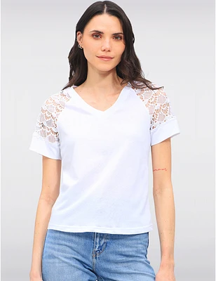 T-shirt Col V Dentelle Coton Gabby Isabella