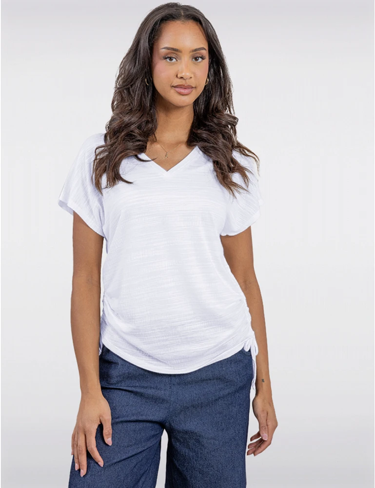 Haut Froncé V-Neck Texturé par Ninety
