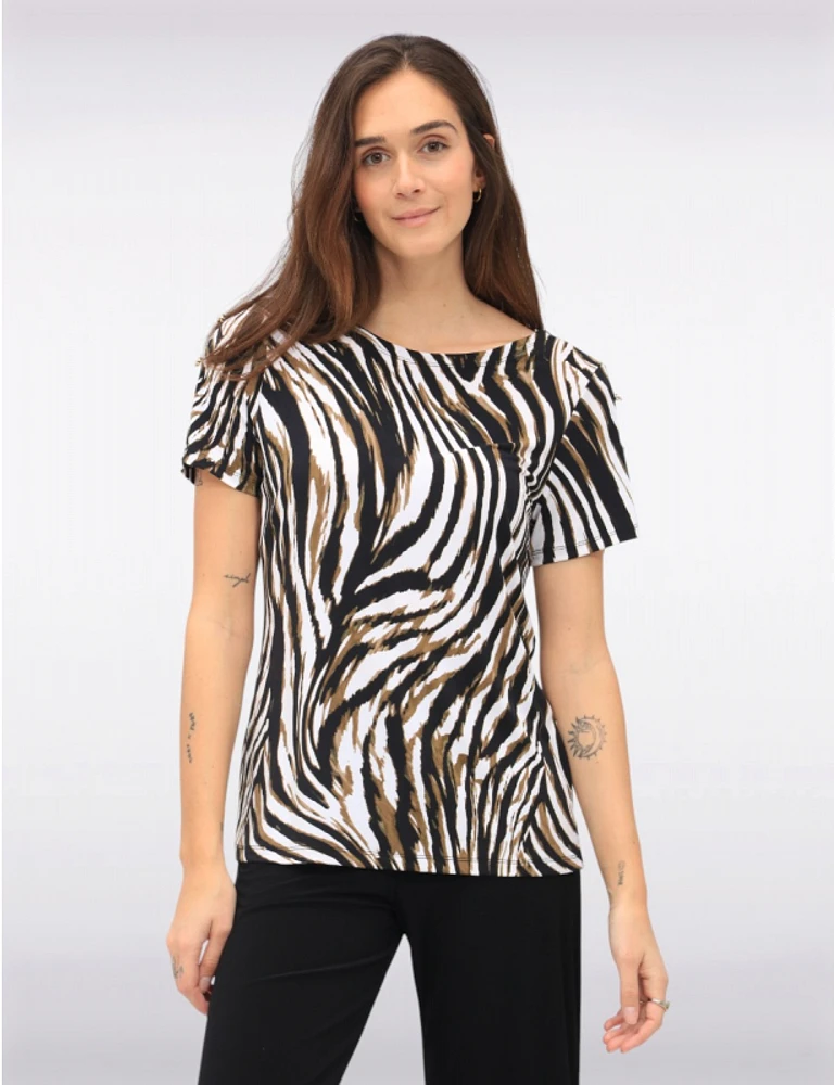 Haut Manches Courtes Motif Vague par Amani Couture