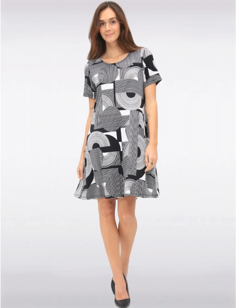 Robe A-ligne Imprimé N&B par Amani Couture