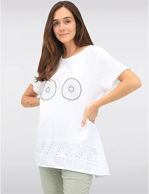Haut Dentelle Lin Strass par Froccella