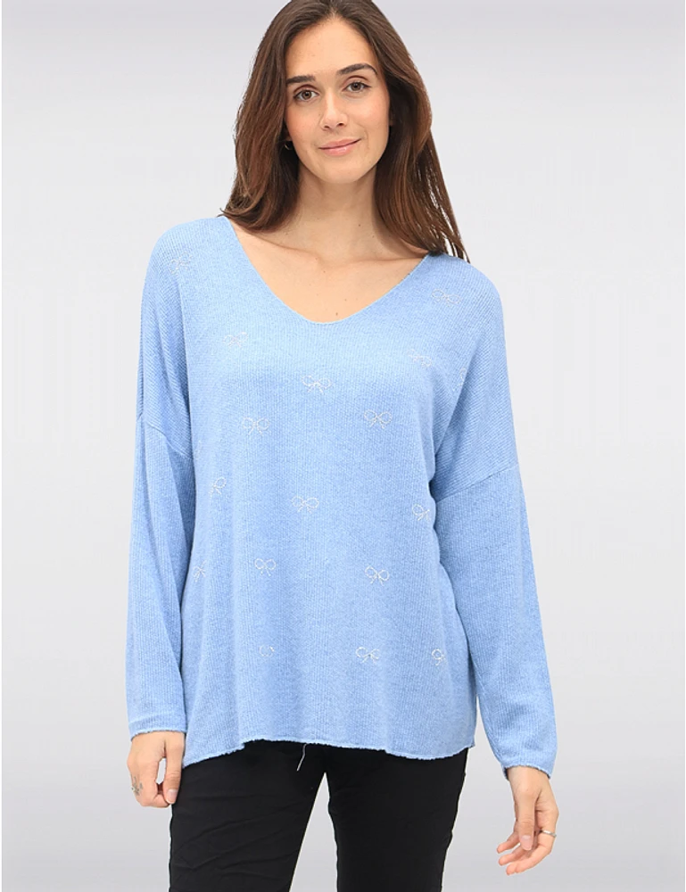 Haut V Col Bijou Laine Froccella